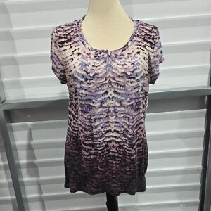 Liz Wear‎ Purple Black Blouse Size XL